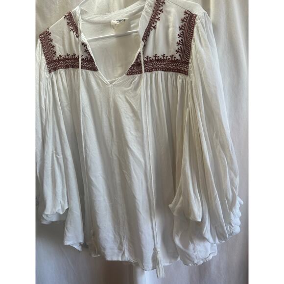 Embroidered Blouse Women’s Medium Western Boho Peasant Top - Picture 4 of 5